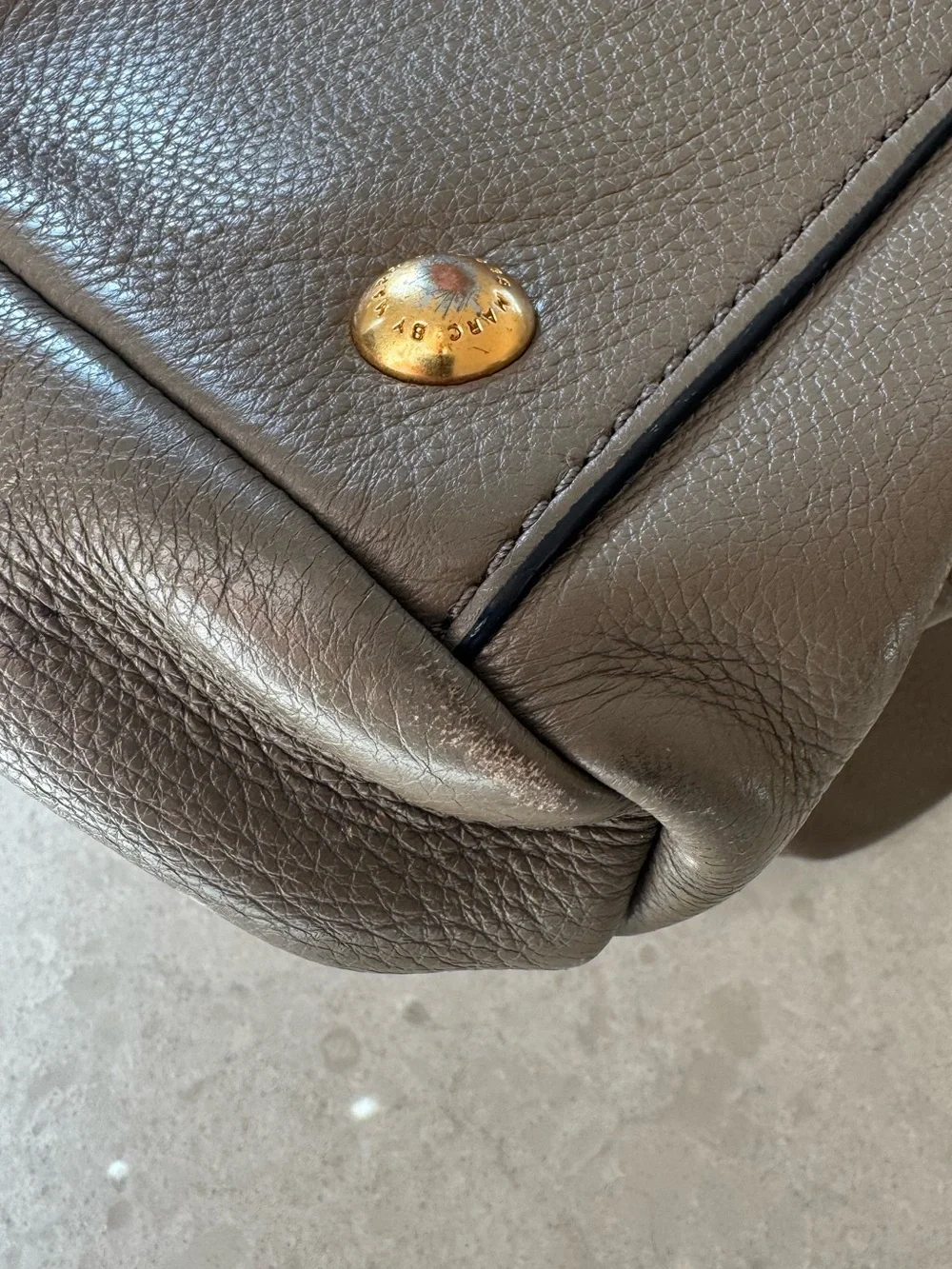 Marc Jacobs Brown Pebbled Leather Satchel with adjustable Shoulder Strap